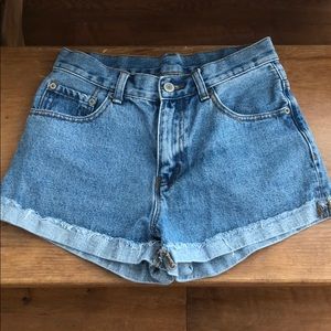 High waisted urban outfitters denim mom shorts